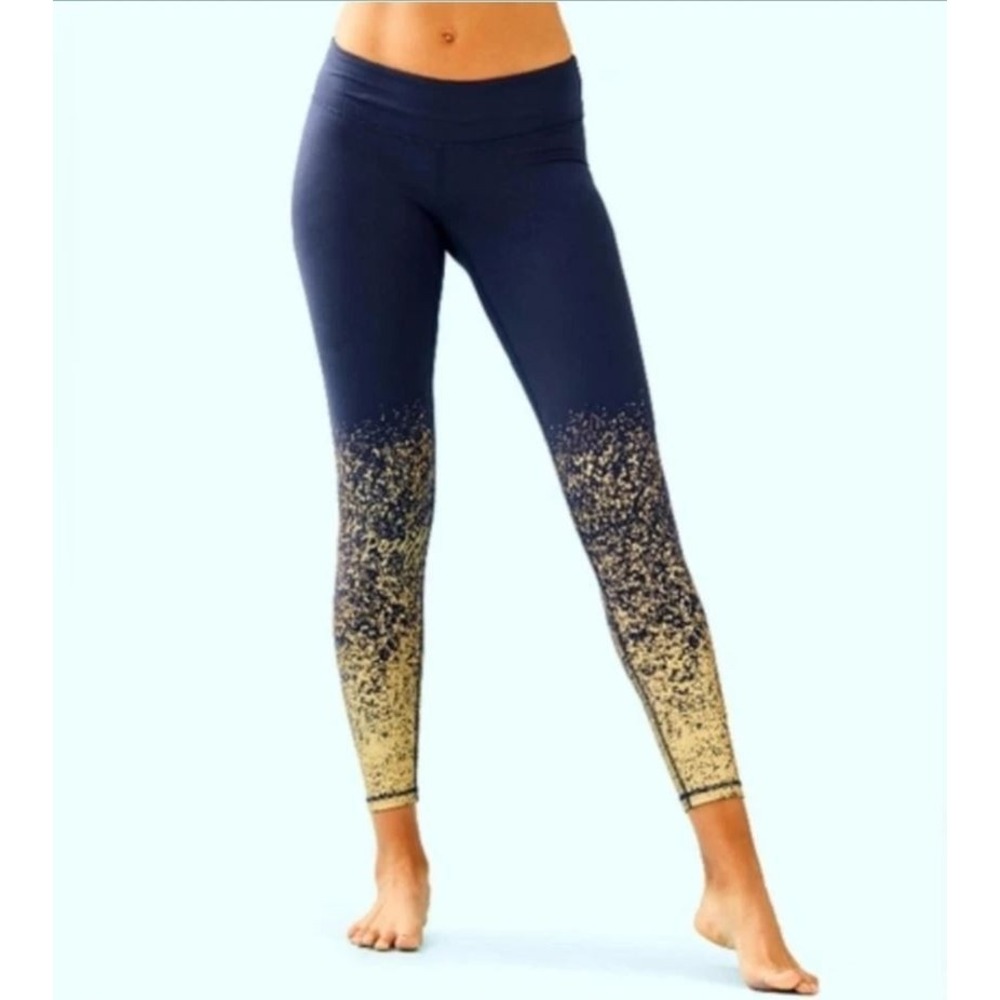 Lilly Pulitzer Luxletic Weekender Legging XL True Navy Anything is Possible Gold